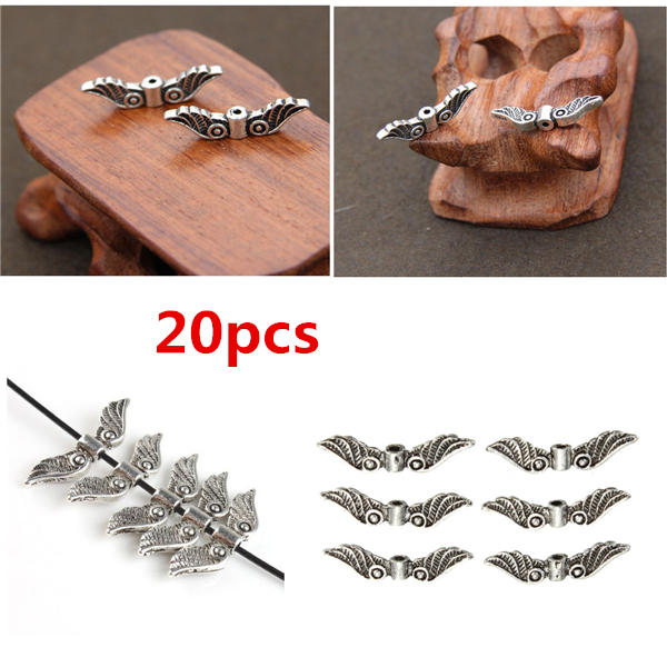 

20pcs Silver Angel Fairy Wings Charm Spacer Beads Craft Hardware