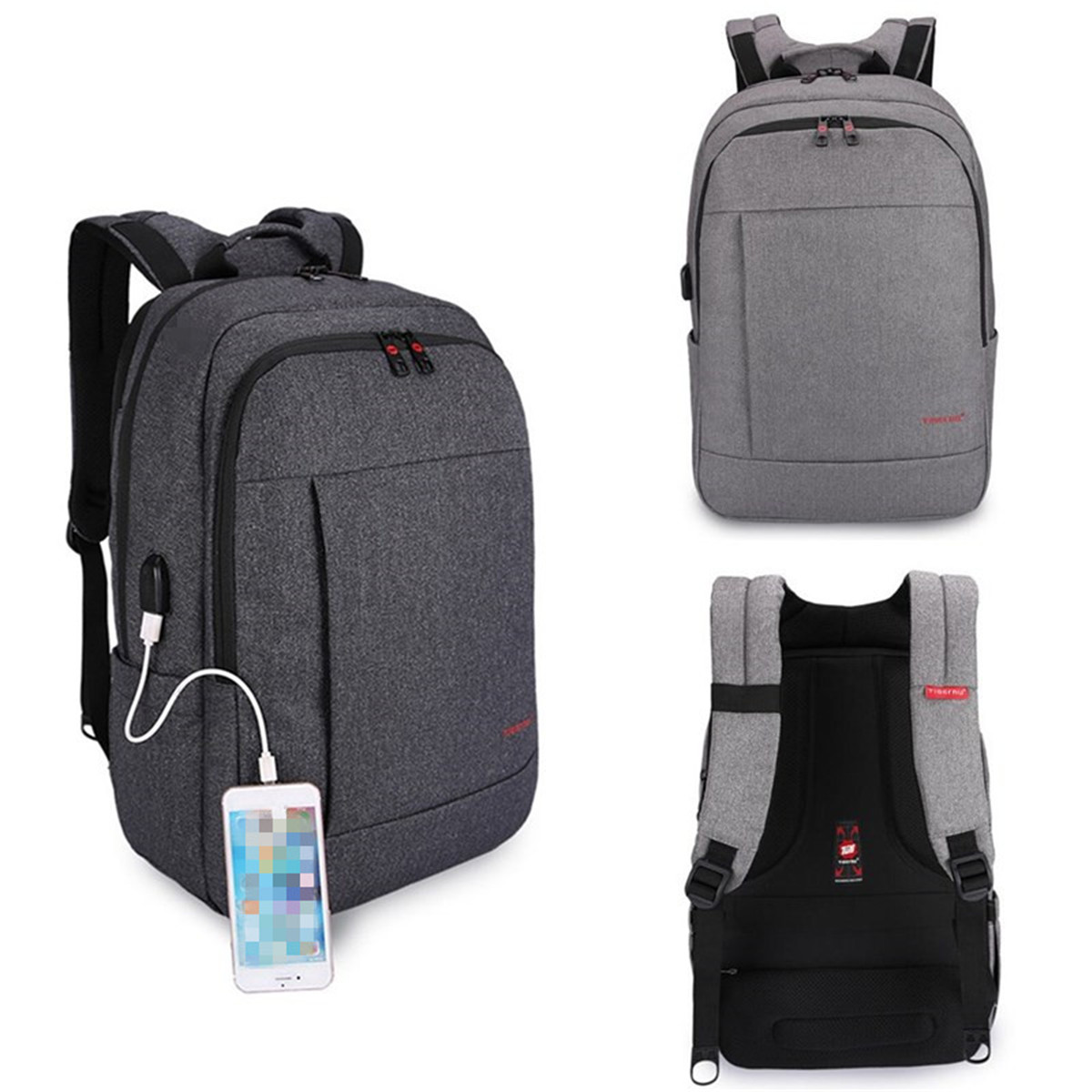 

Tigernu Fashion Anti-theft USB Charging Men Women Laptop Bag Backpack School Travel Bags