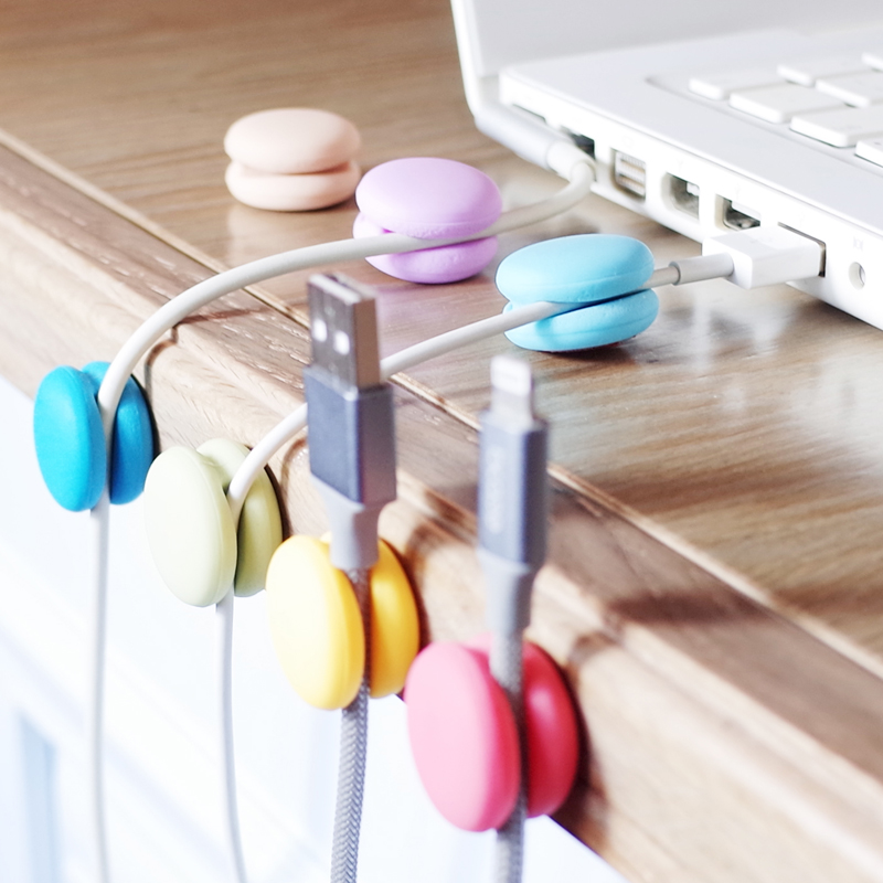 

FUNENJOY 3PCS Macaron Desktop Cable Wire Fixed Sticky Winder Organizer Management Device Clip Clamp