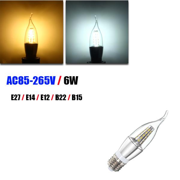 

E27 E14 E12 B22 B15 6W 35 SMD 2835 LED Warm White White Candle Light Lamp Bulb AC85-265V
