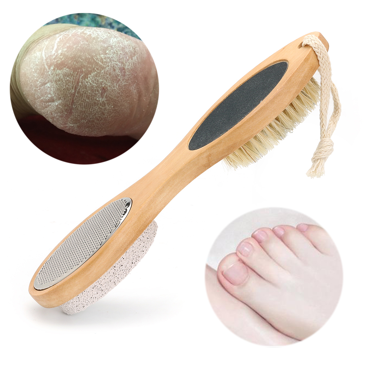 

4 in 1 Foot Brush Scrubber Callus Dead Skin Remover Exfoliating Tool Pumice Stone Massage Cleaner