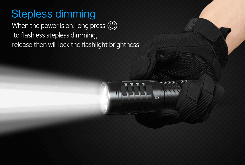 WUBEN TO10R 3x XP-G3 600LM Dual Switch Magnetic Tail Rechargeable Stepless Dimming LED Flashlight