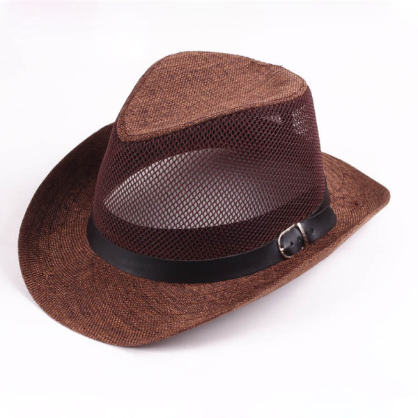 

Men Women Mesh Hollow Out Top Hat Wide Brim Breathable Fedora Beach Sun Flax Panama Jazz Hat