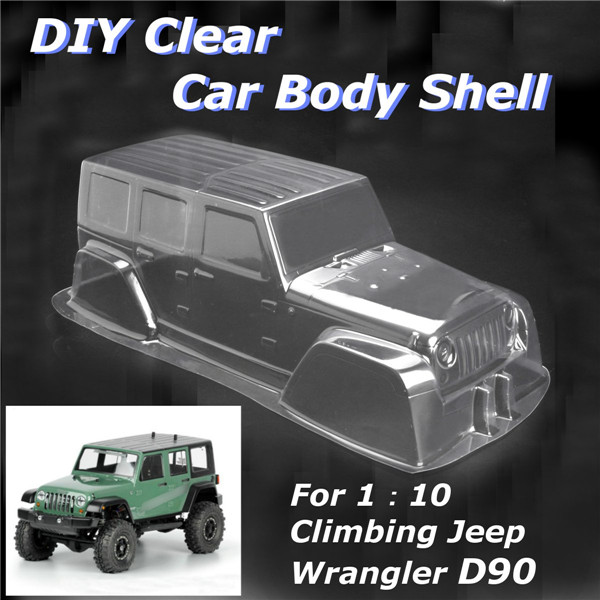 1:10 Scale Jeep RC Crawler Car D90 Body Shell Hard Plastic Transparent PVC Climbing Car  - Photo: 1