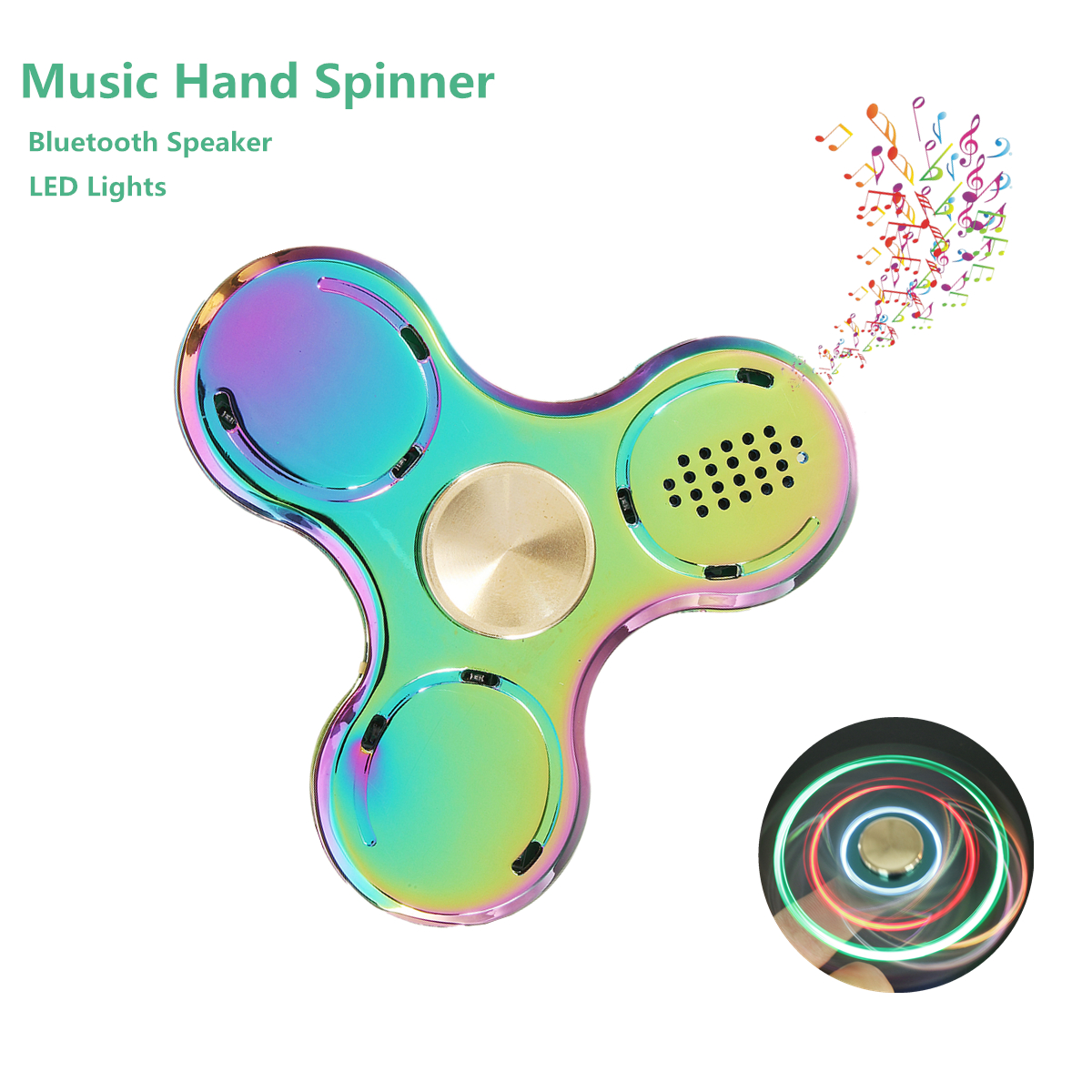 ECUBEE Hand Spinner Zinc Alloy Bluetooth Music LED Fidget Spinner