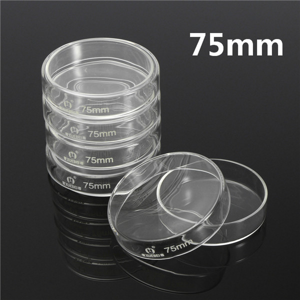 

5Pcs 75mm Clear Glass Petri Dish Culture Plate With Lid Lab Glassware