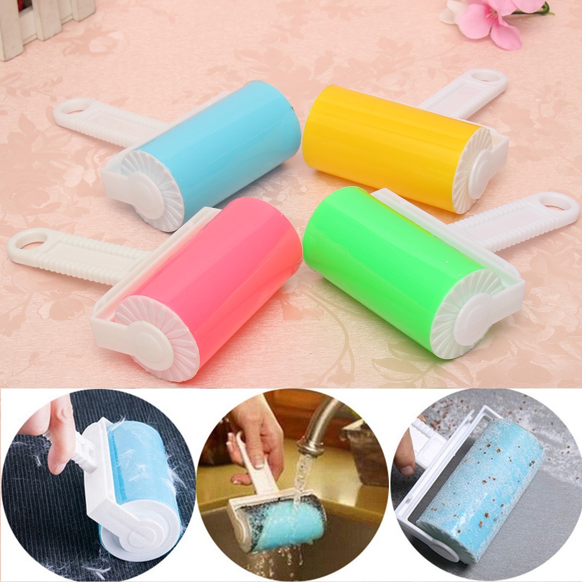 

Reuseable Clean Brush Washable Sticky Hair Dust Lint Remove Roller Fluff Pet Carpet Clothes