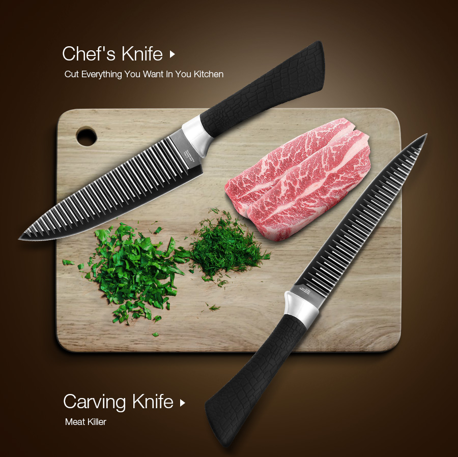 Kcasa KC-3Cr13 6 штук 3Cr13 Набор кухонных ножей из нержавеющей стали Chef Carving Cleaver Utility Knife