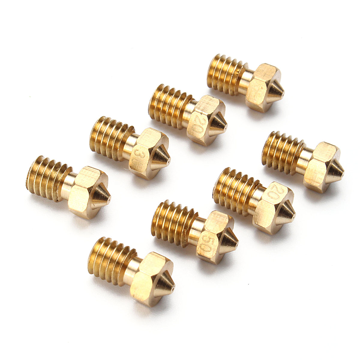 Geekcreit® 8Pcs Four Sizes V6 Brass Nozzle For 1.75mm Filament Copper Nozzle Extruder Print Head 3D 
