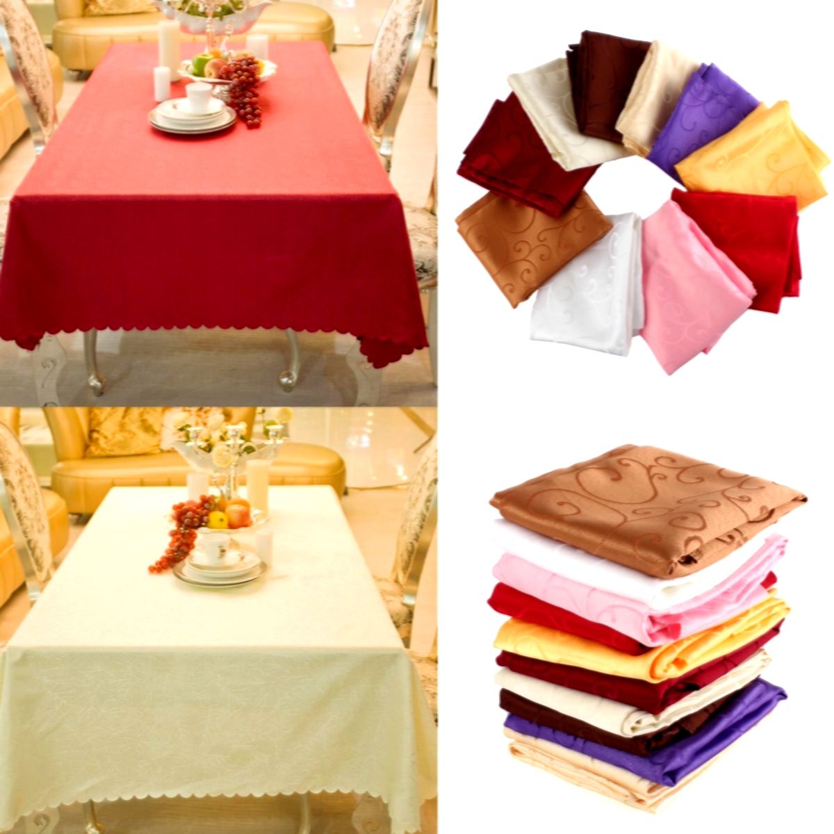 

100cm Polyester Absorbent Square Tablecloth For Hotel Restaurant Wedding Decor
