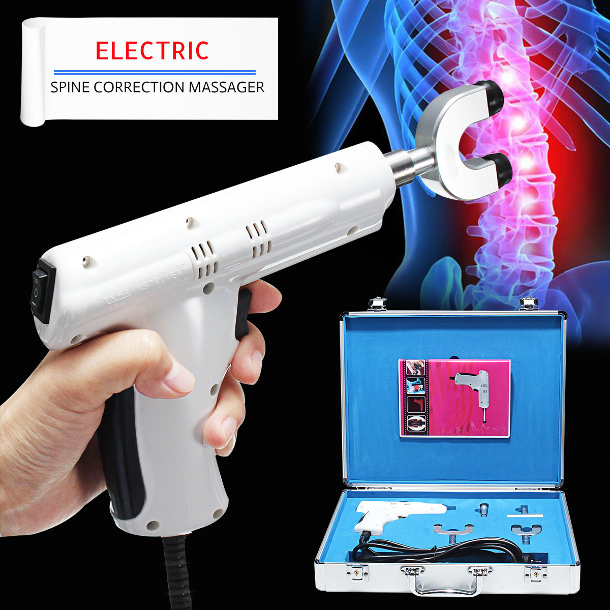 

4 Heads Electric Chiropractic Adjusting Tool Therapy Spine Corrector Massager Activator