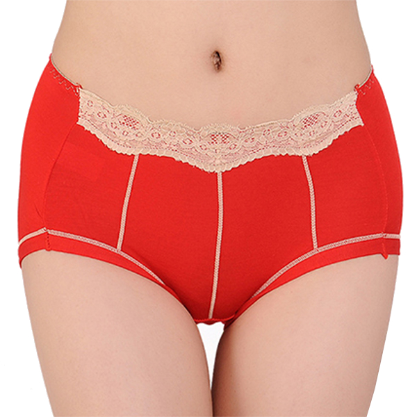 

Women Comfort Lace Embroidery Breathable Full Hips Mid Waist Briefs Underwear