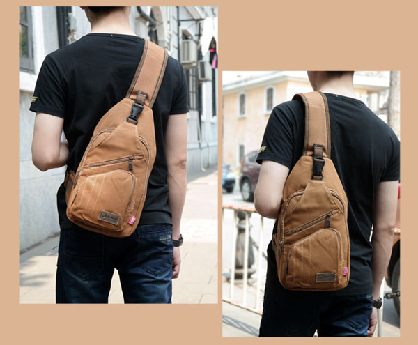 Men Outdoor Canvas Travel Hiking Crossbody Bag Casual Chest Bag - US$38.30