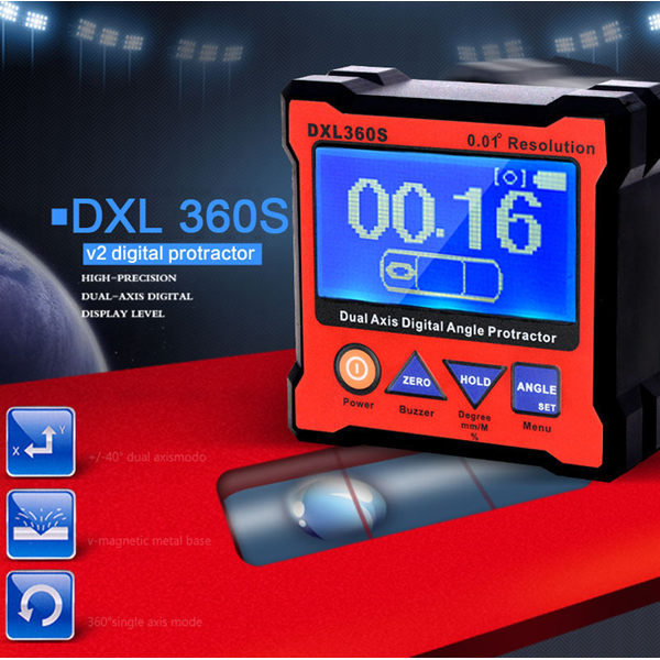 Dual A-xis Digital Angle Protractor Digital Display Level Gauge DXL360S B8Q9
