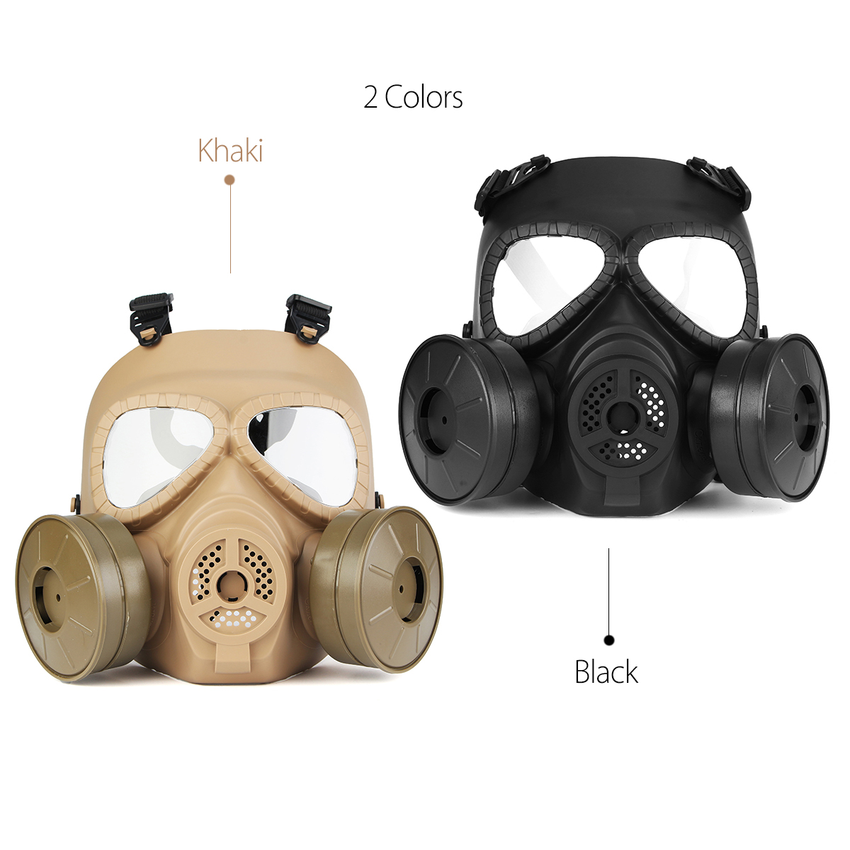 Gas Mask Double Filter Fan CS Edition Perspiration Dust Eye Protect Face Guard 