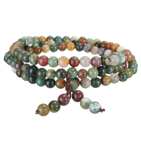 

Tibetan Buddhist Agate Stone 108 Prayer Beads Mala Bracelet