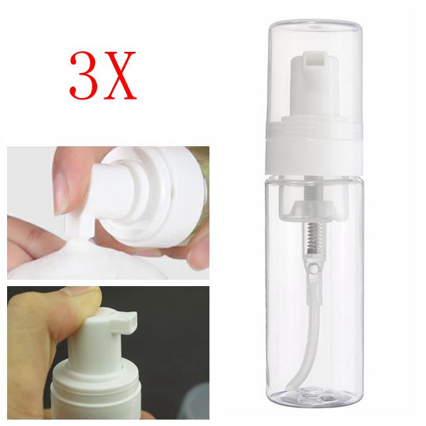 

3pcs 50ml Empty Clear Plastic Refilliable Bottles Perfume Lotion Spray Shampoo Pump Dispenser