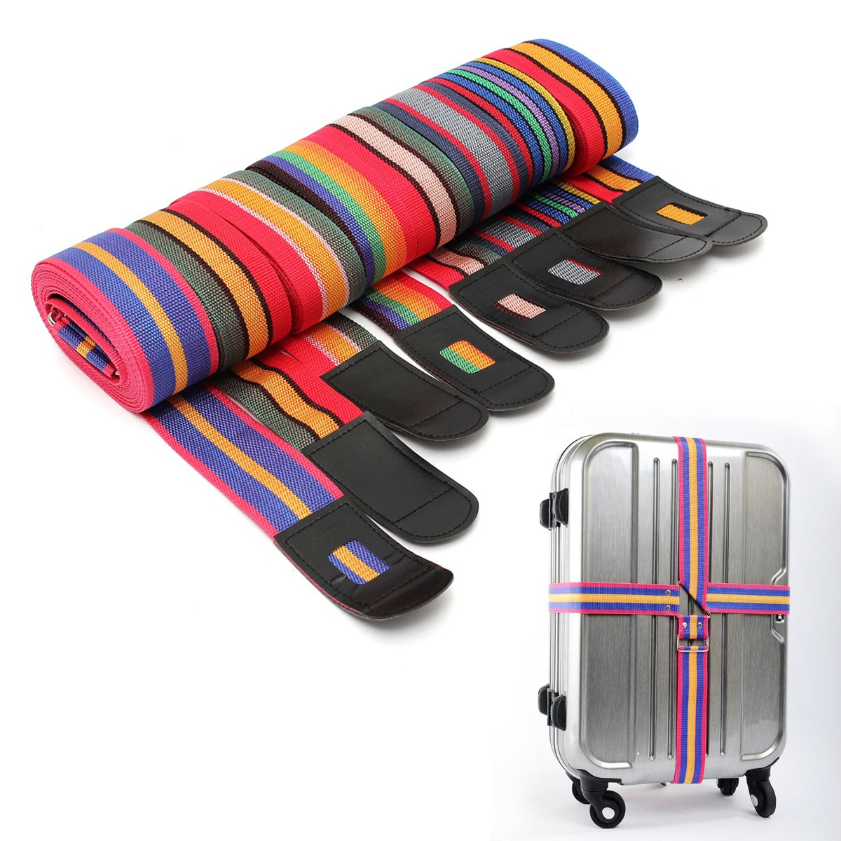 

Adjustable Luggage Suitcase Cross Strap Travel Baggage Bag Belt Metal Clasp
