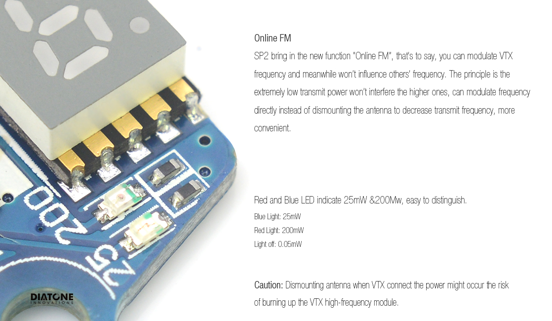 Diatone SP2 5.8G 48CH 0.05/25/200mW Switchable Video Transmitter Online FM - Photo: 5