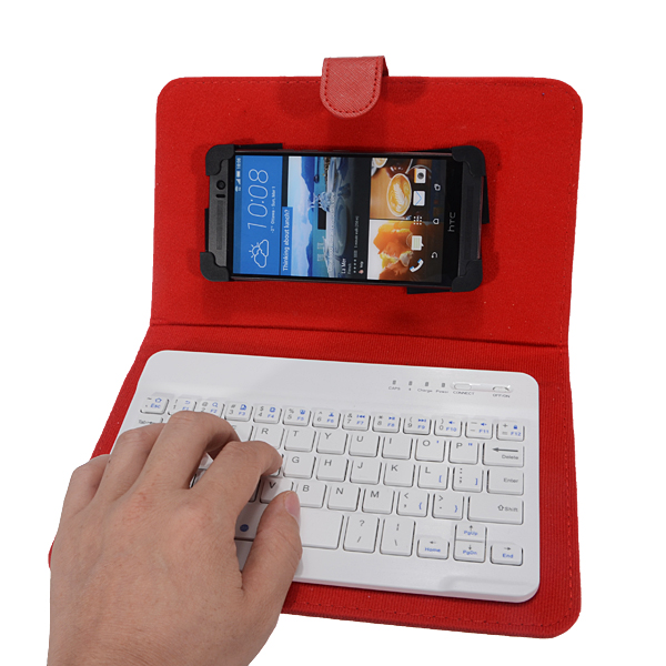 

Universal Wireless Bluetooth 3.0 Keyboard Holster Flip PU Case Stand for 4.2-6.5 inch Cellphone