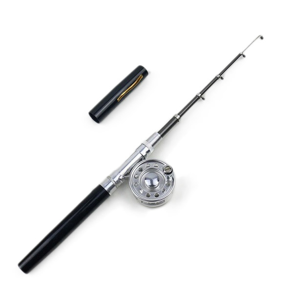 

1M Mini Telescopic Pen Fishing Rod Fly fishing Rockies Pole Wheel FRP Hard Fishing Rods