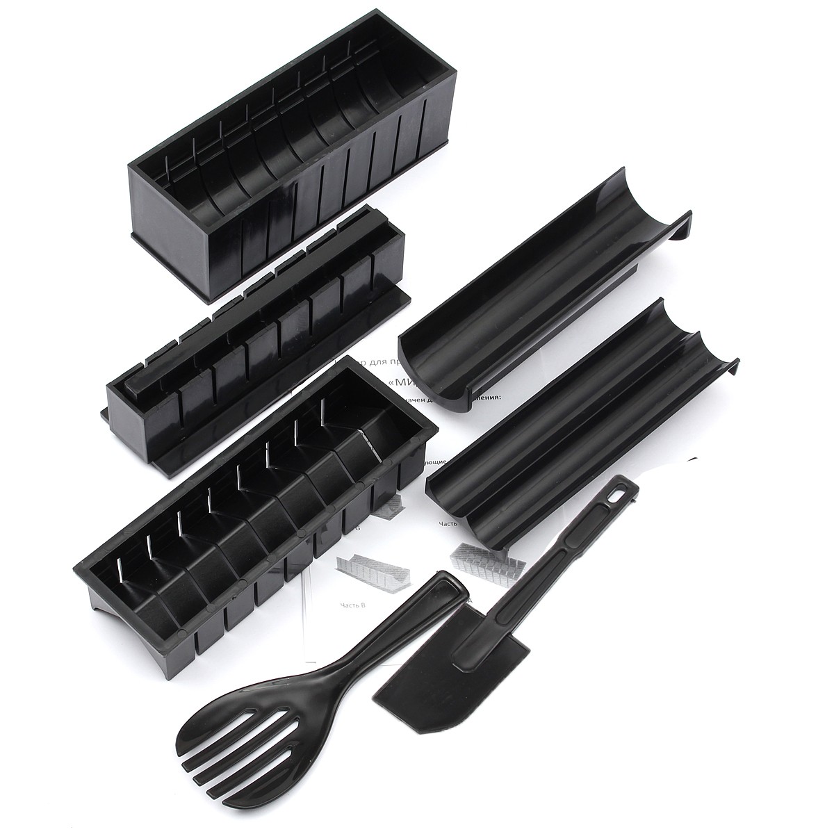 

11pcs Black DIY Sushi Maker Mold Rice Roll Cutting Mold Kitchen Cooking Tool