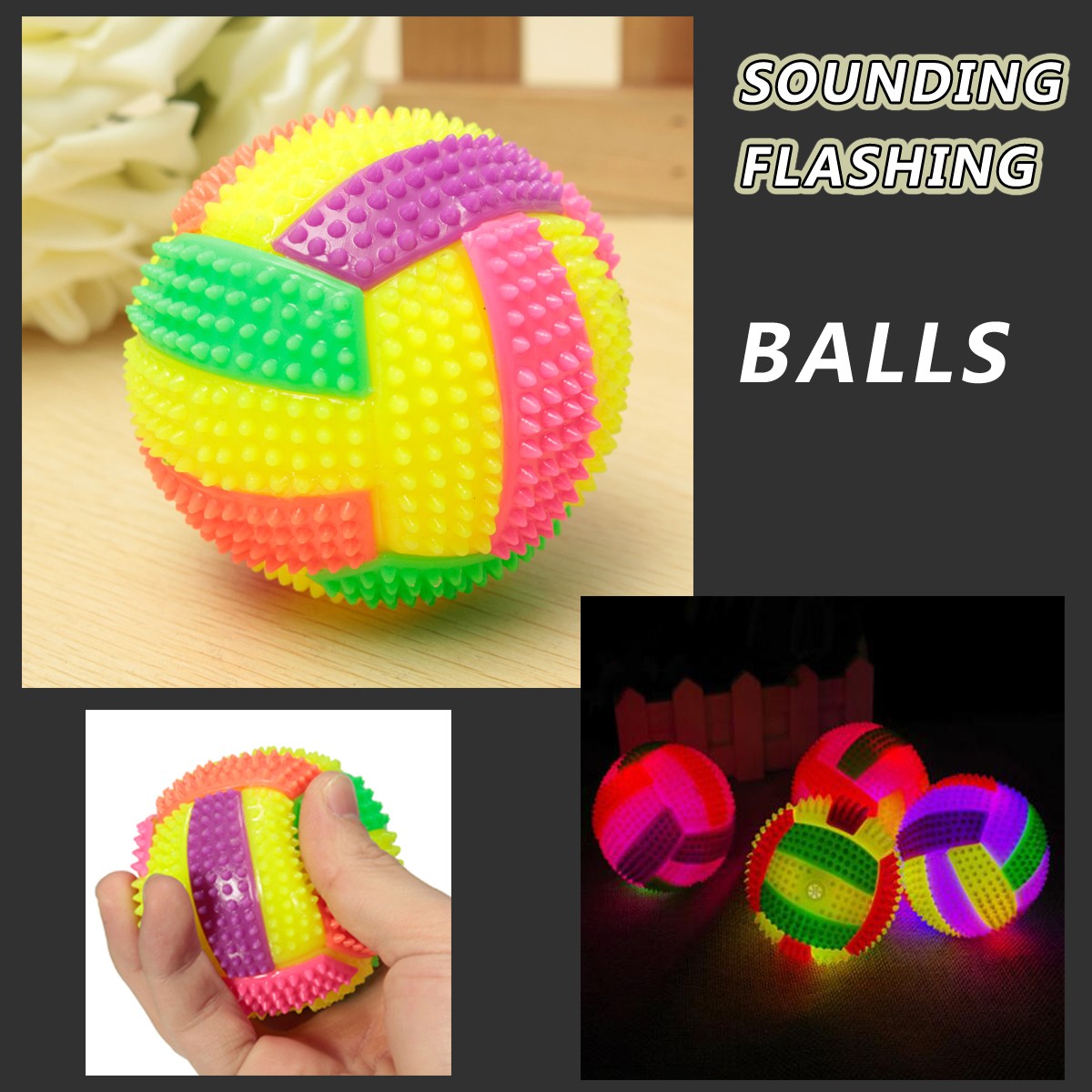 Details about   Color Changing LED Volleyball Flashing Light Up Bouncing Hedgehog Ball Dog Toy b 