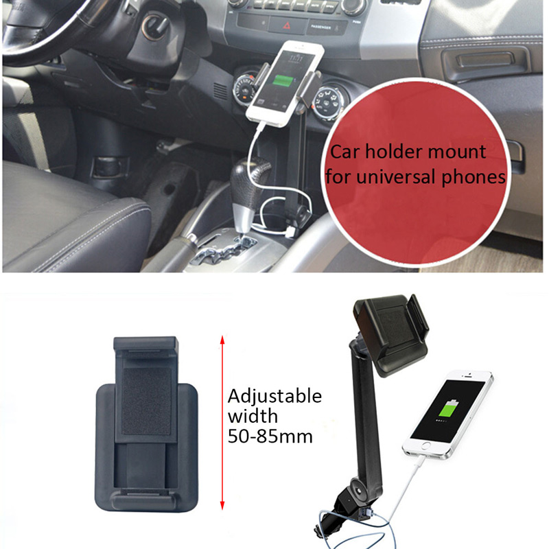 

Dual USB Ports Car Cigarette Lighter Socket Charger Mount Holder Width 50-85mm