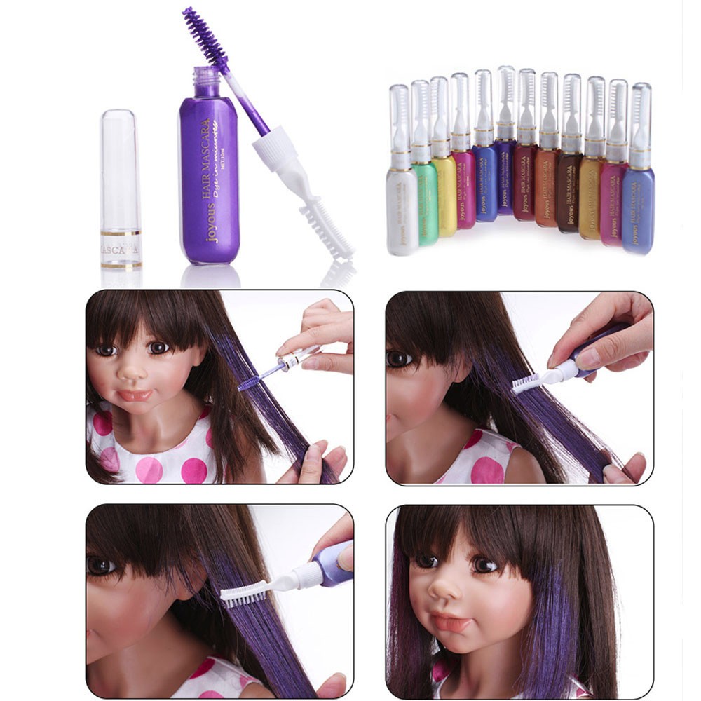 

Joyous Temporary Hair Coloring Stick Non-toxic Dyeing Salon DIY Dye Hairstyling With Brush 8 Colors