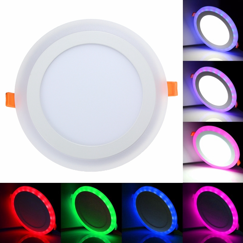 12w Rgb Dual Color Led Recessed Ceiling Round Panel Down Light Lamp Ac85 265v - Recessed Ceiling Led Light Bulbs