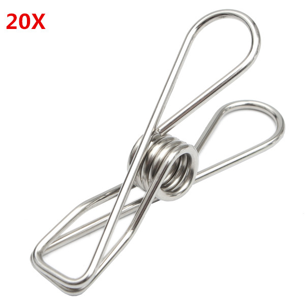 20Pcs Stainless Steel Clothes Pegs Metal Clips Socks Hanger
