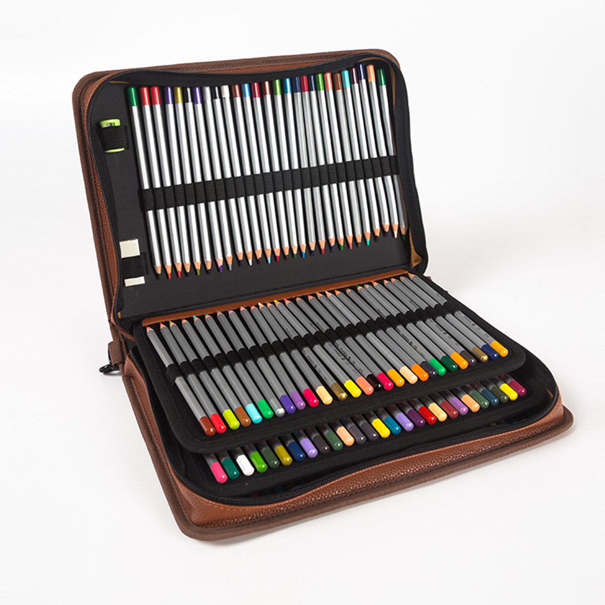 160 Slots PU Art Pencil Case Cosmetic Makeup Bag Storage 