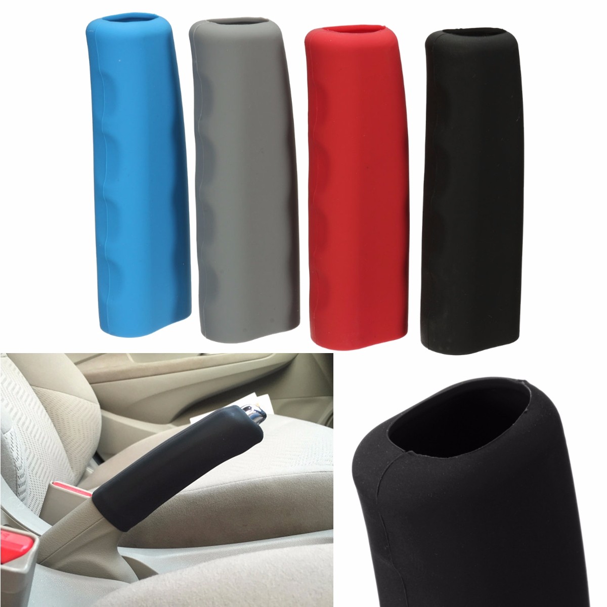 Alamor Silicone Anti Slip Car Interior Handbrake Brake Handle Lever Cover-Grey 