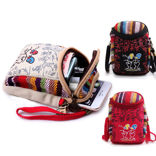 

Retro Chinese National Style Double-deck Mini Shoulder Bag Handbag For Phone Under 6.0 Inch