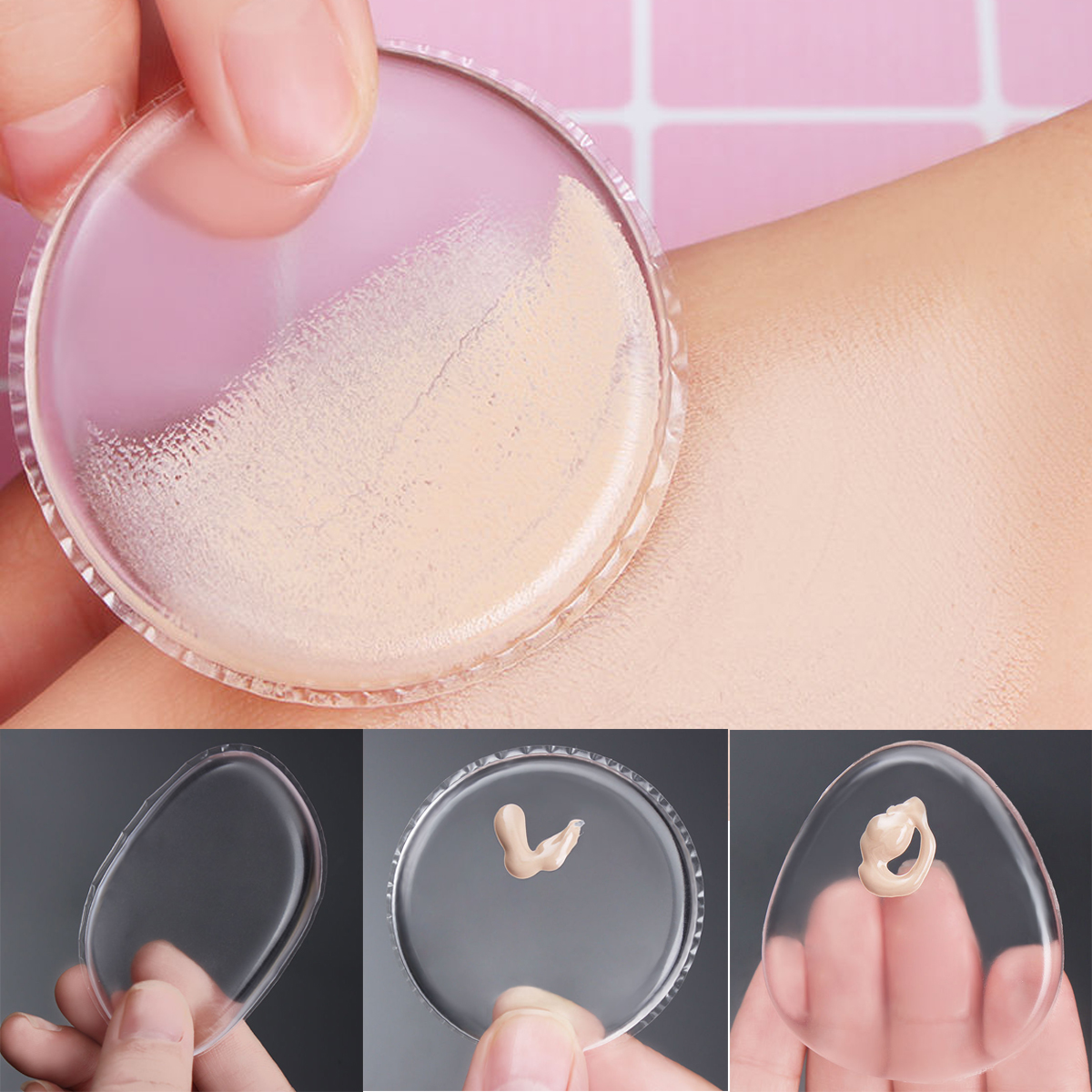 

Clear Silicone Jelly Makeup Puff Blending Wet Foundation Face BB Cream Concealer Cosmetic Tools