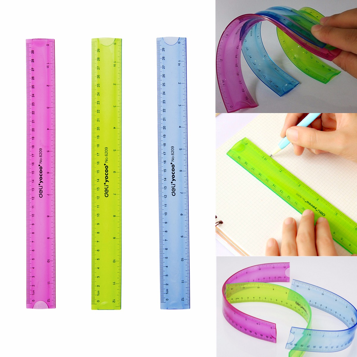 20cm Super Flexible Ruler Stationery Office School Measuring Drawing Tool Random 