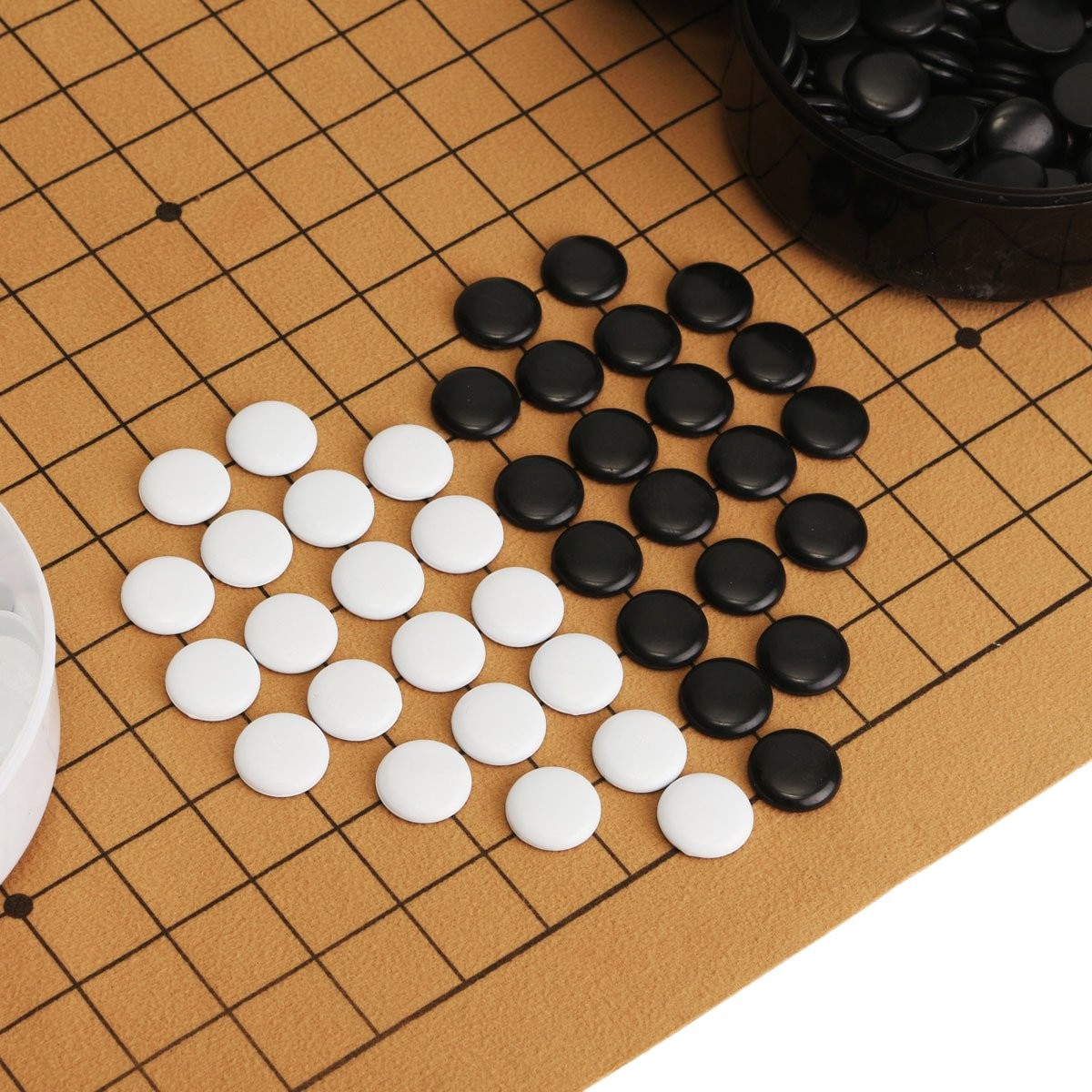 90Pcs Go Game Weiqi Professional Go Bang Mental Suede Leather Sheet Board Set 