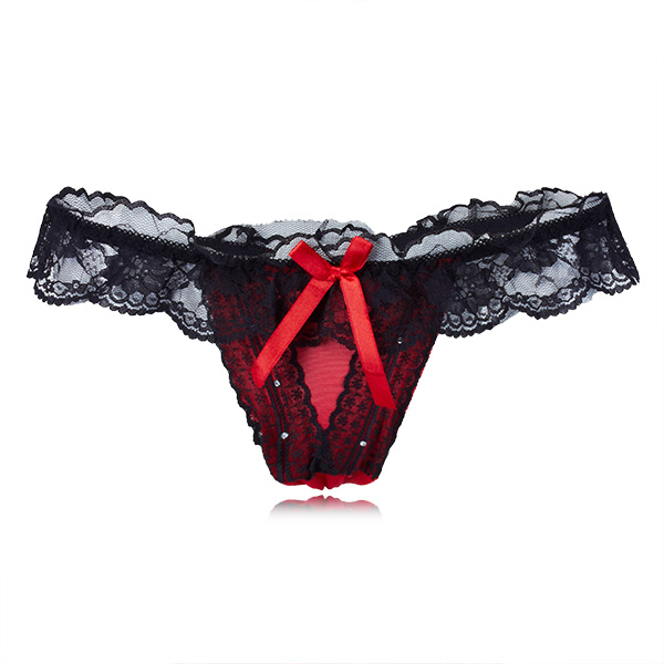 

Women Crystal Sexy Lace Bowknot Mesh G Strings Thongs Lingerie Panties