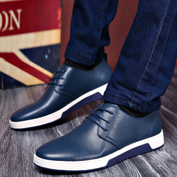 Details about   Mens Low Top Faux Leather Shoes Round Toe Outdoor Walking Sports Lace up Flats L 