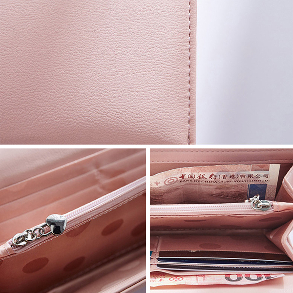 Women Pu Leather Casual Long Wallet Credit Car Holder