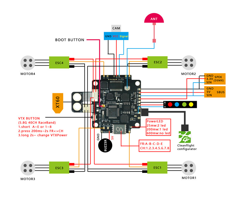 F3 V4 Flight Control Board AIO 25mW 200mW 600mW Switchable Transmitter OSD BEC PDB Current Sensor - Photo: 8