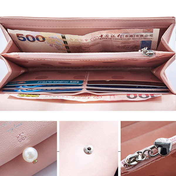 Women Pu Leather Casual Long Wallet Credit Car Holder