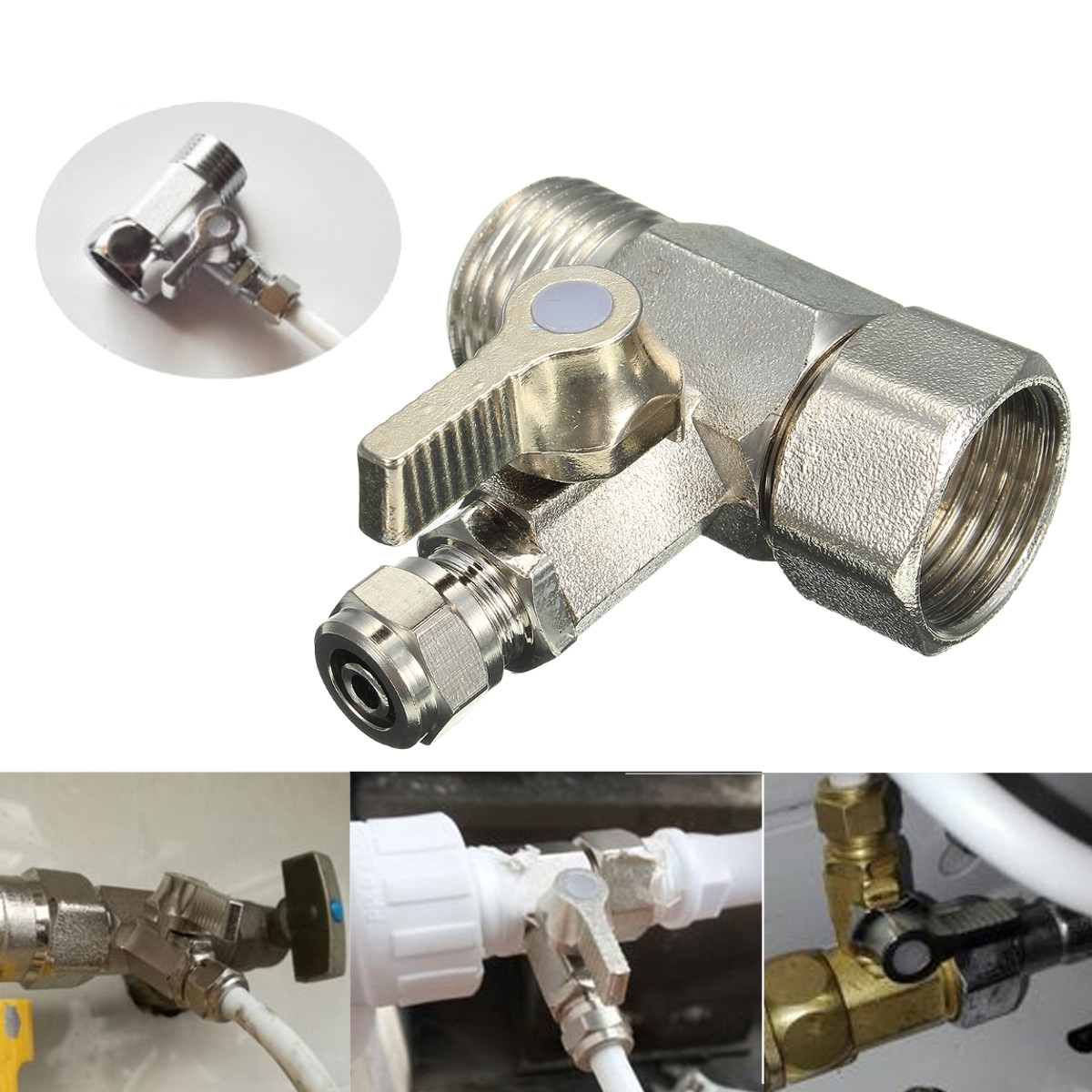 

1/2Inch to 1/4Inch Ball Valve Faucet Tap Feed Reverse Osmosis RO Feed Water Adapter