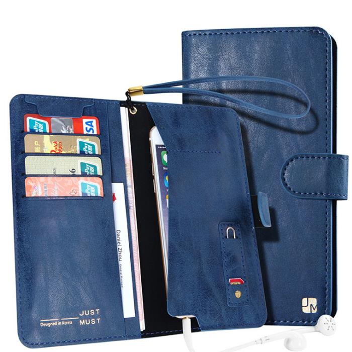 

Universal Multi-functional Wallet Card PU Case Bag With Strap For 6-inch Smartphone
