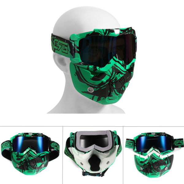 Eagle Green with Clear Lens Tactical Airsoft Goggles Mask Detachable for Motocross Helmet Goggles use Motorcycle Goggles Mask 