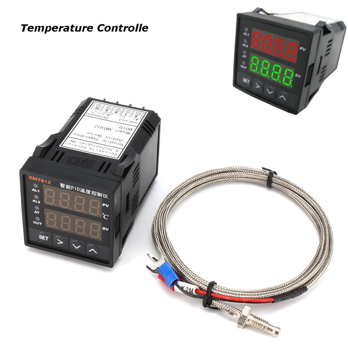 

XMT612 Dual Digital F/C PID Celsius Fahrenheit Temperature Controller with K Type Thermocouple