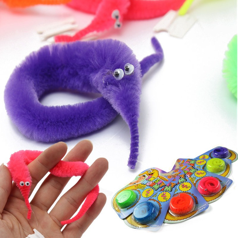 6PCS Magic Twisty Fuzzy Worm Wiggle Moving Sea Horse Kids Trick Toy Six Color - Photo: 1