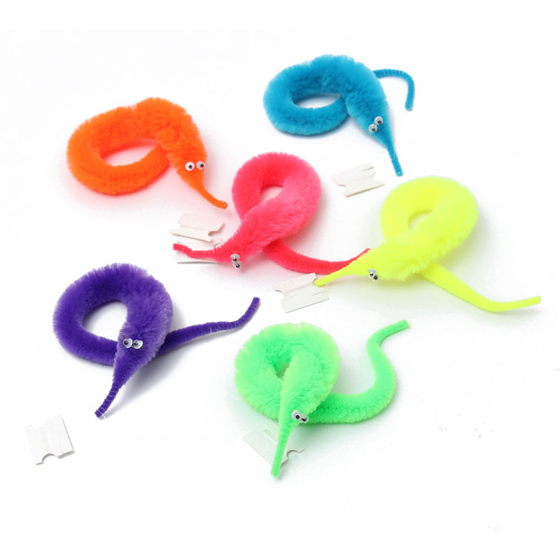 6PCS Magic Twisty Fuzzy Worm Wiggle Moving Sea Horse Kids Trick Toy Six Color - Photo: 2