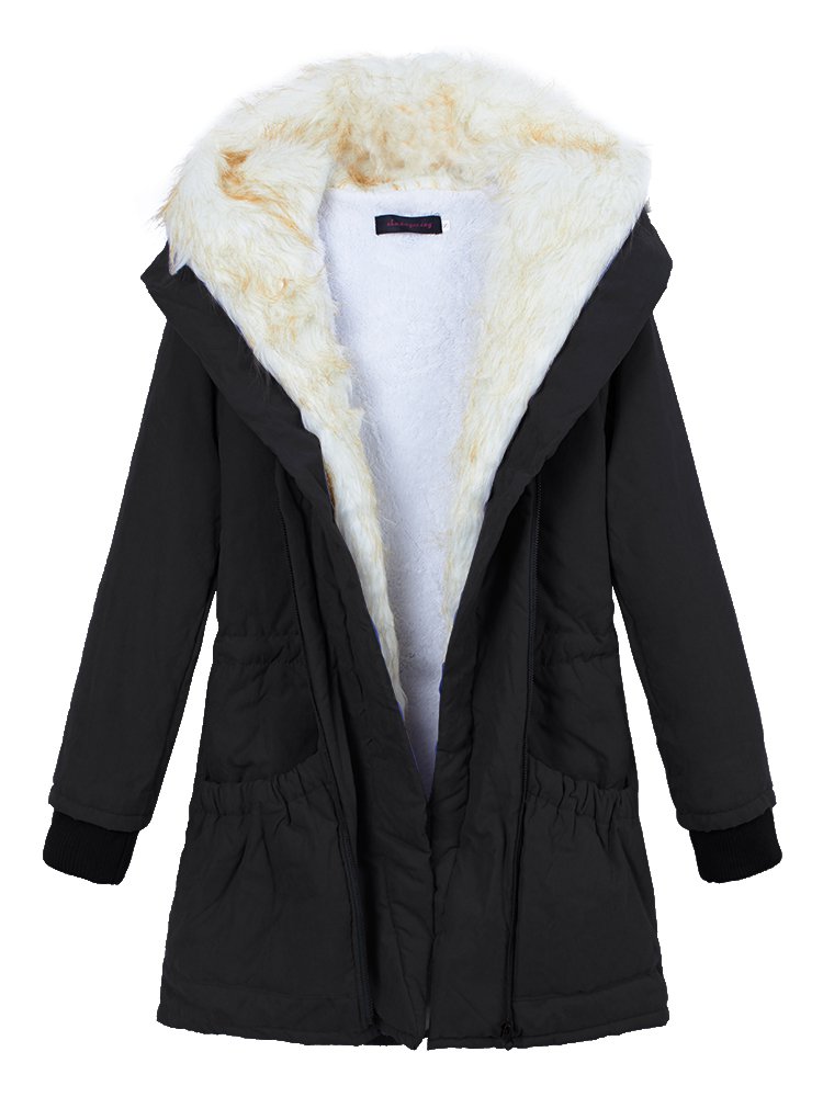 Women Winter Thicken Outerwear Parka Fur Hooded Coat Long Jacket at ...