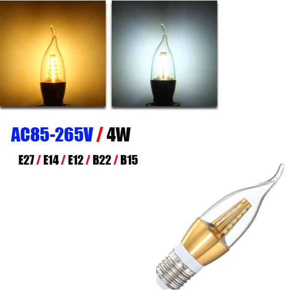 

E27 E14 E12 B22 B15 4W 25 SMD 2835 LED Warm White White Candle Light Bulb AC 85-265V